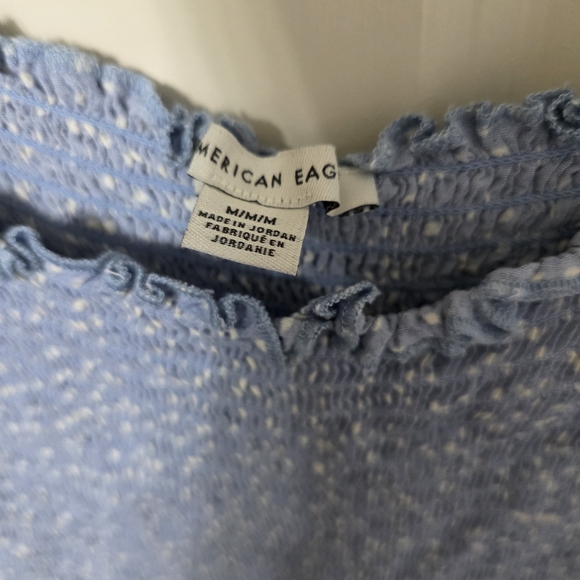 American Eagle Outfitters Light Blue Polka Dot Blouse - Picture 4 of 4